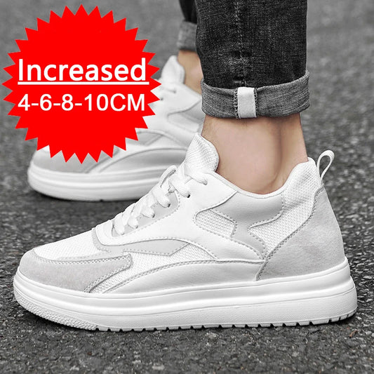 Trendy Herren Leder Sneakers mit verstecktem Höhen-Boost – Atmungsaktive Casual Schuhe für modische Männer (8/10 cm)