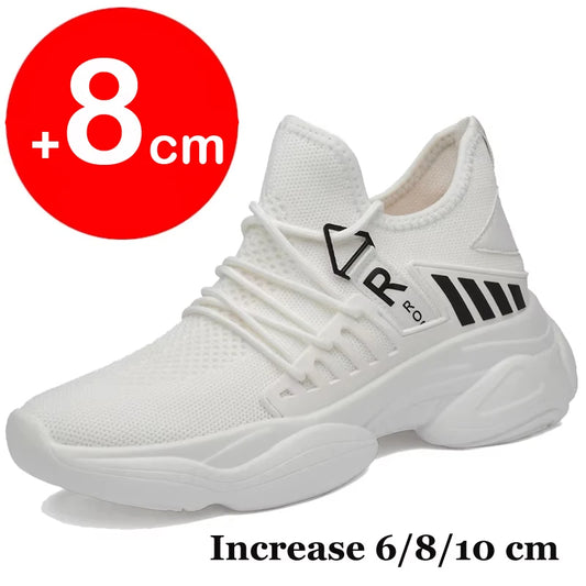 Herren-Aufzugsschuhe, Atmungsaktive Turnschuhe, Versteckte Absätze, 8 Cm, 6 Cm, Optionale Absätze, Höhenvergrößernde Sportschuhe Für Männer