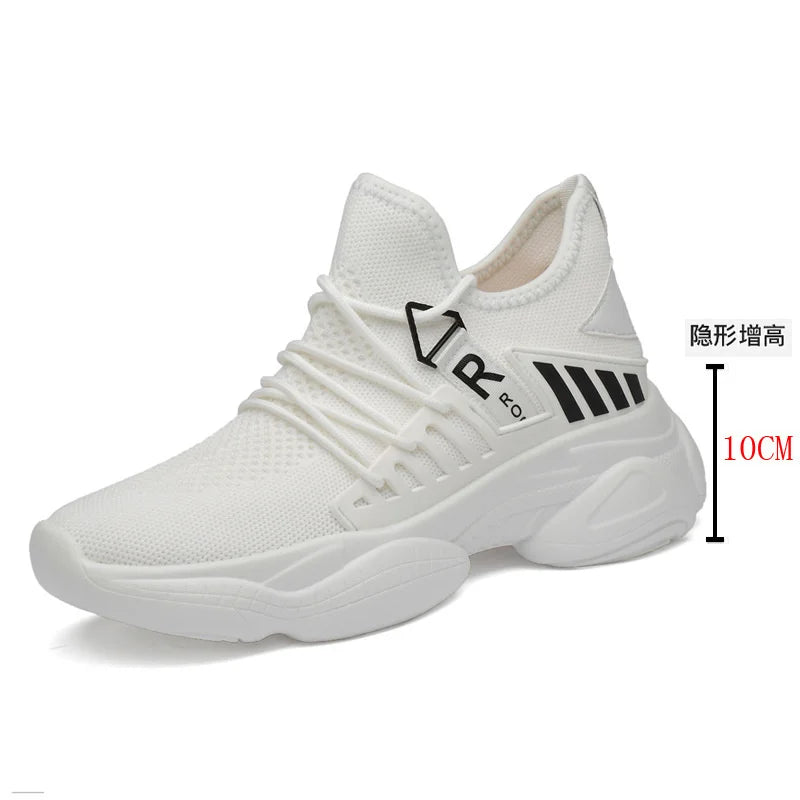 Herren-Aufzugsschuhe, Atmungsaktive Turnschuhe, Versteckte Absätze, 8 Cm, 6 Cm, Optionale Absätze, Höhenvergrößernde Sportschuhe Für Männer