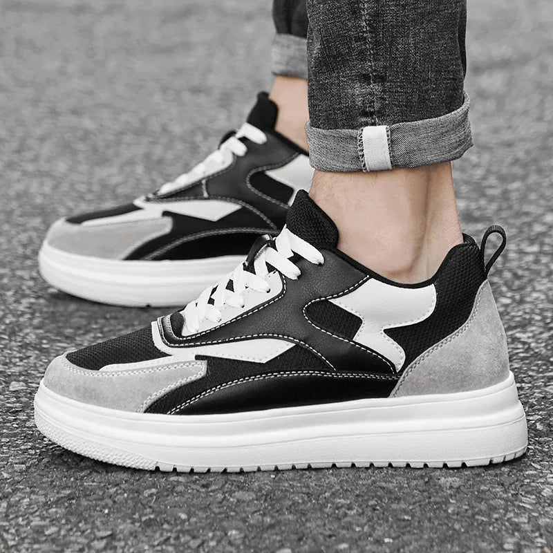 Trendy Herren Leder Sneakers mit verstecktem Höhen-Boost – Atmungsaktive Casual Schuhe für modische Männer (8/10 cm)
