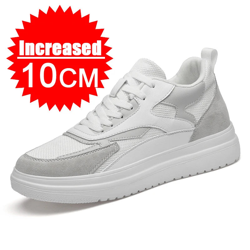 Trendy Herren Leder Sneakers mit verstecktem Höhen-Boost – Atmungsaktive Casual Schuhe für modische Männer (8/10 cm)