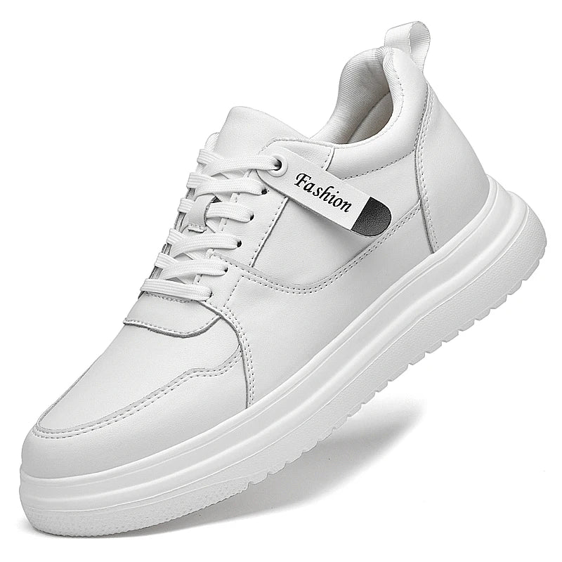 Step Up Your Style: 2025 Summer Men's Casual Leather Sneakers - Height-Boosting Elevator Shoes for Effortless Fashion