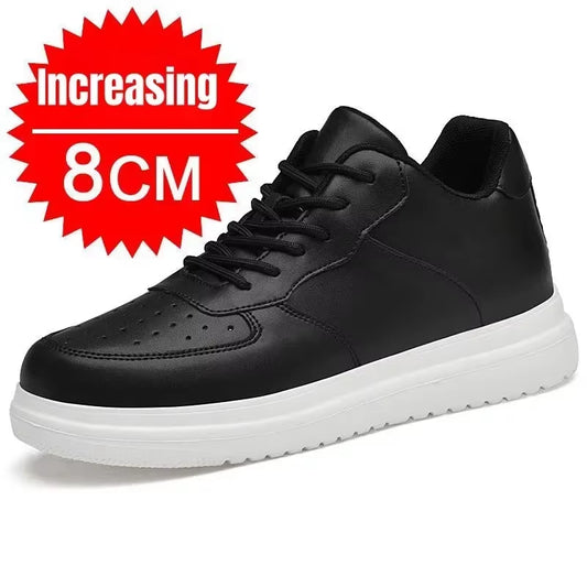 PDEP New Height Increasing Shoes for Men 10Cm Invisible Elevator Sneakers White Leathe Sport Zapatillas De Hombre Big Size 46