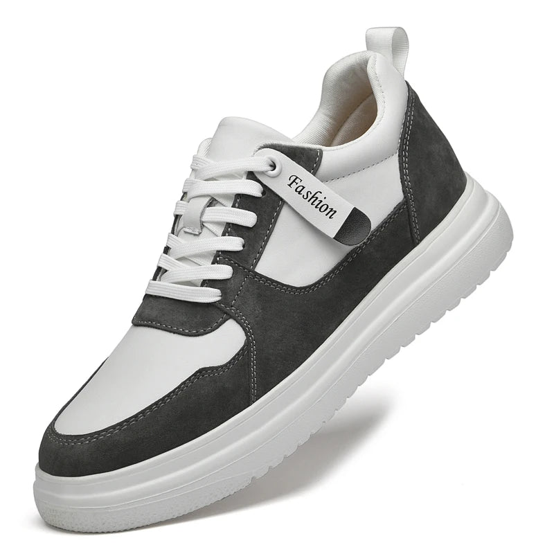 Step Up Your Style: 2025 Summer Men's Casual Leather Sneakers - Height-Boosting Elevator Shoes for Effortless Fashion