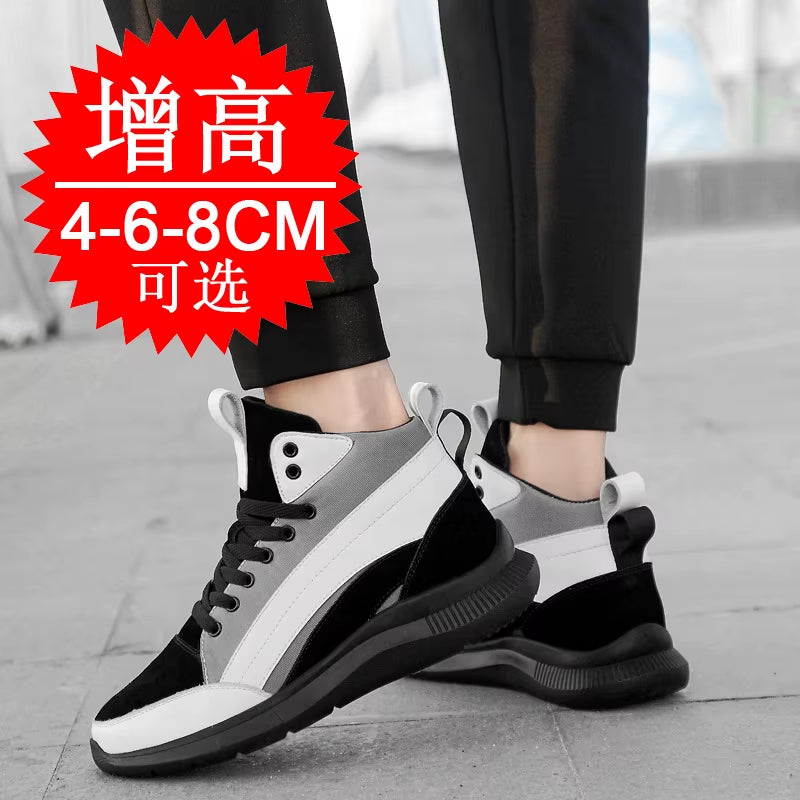 Step Up Your Game: Stylish High-Top Sneakers for Men with Height Boost Options of 6CM, 8CM, or 10CM!
