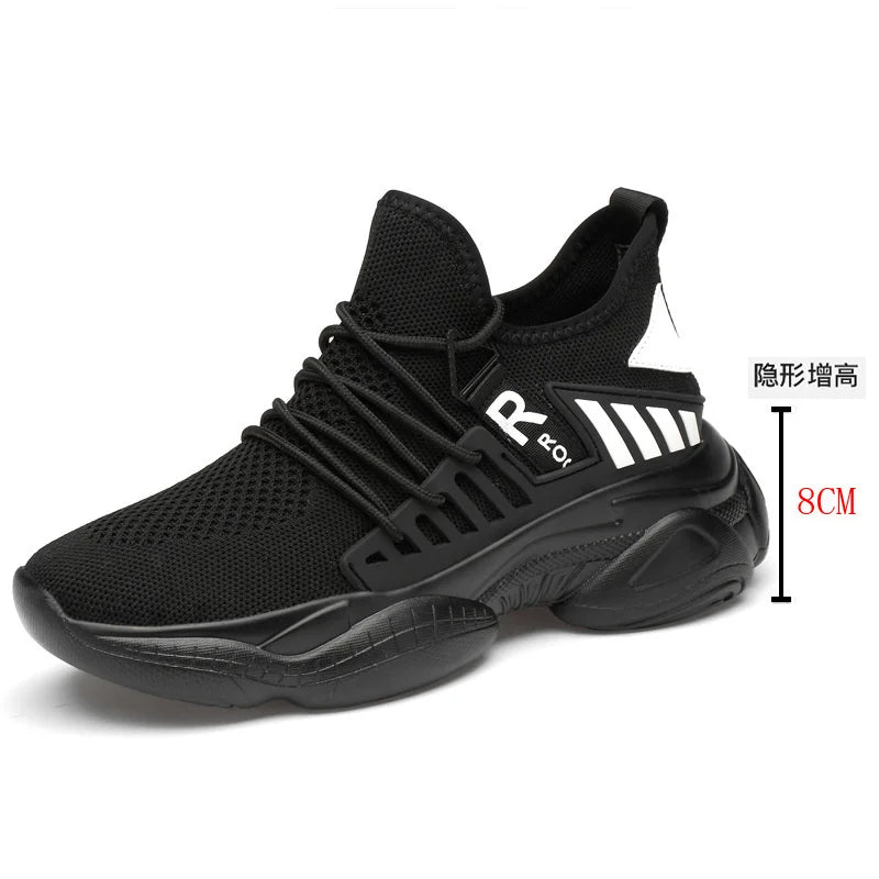 Herren-Aufzugsschuhe, Atmungsaktive Turnschuhe, Versteckte Absätze, 8 Cm, 6 Cm, Optionale Absätze, Höhenvergrößernde Sportschuhe Für Männer