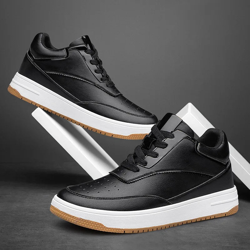 Männer Echtes Leder Casual Schuhe Männer Turnschuhe Mann Weiße Schuhe Komfortable Plattform Männliche Schuhe Höhe Erhöhen 6/8/10CM Einlegesohle