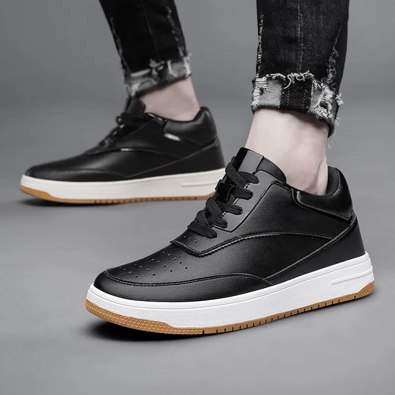 Männer Echtes Leder Casual Schuhe Männer Turnschuhe Mann Weiße Schuhe Komfortable Plattform Männliche Schuhe Höhe Erhöhen 6/8/10CM Einlegesohle