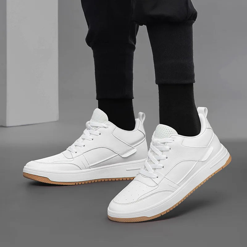 Männer Echtes Leder Casual Schuhe Männer Turnschuhe Mann Weiße Schuhe Komfortable Plattform Männliche Schuhe Höhe Erhöhen 6/8/10CM Einlegesohle