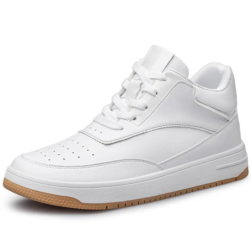 Männer Echtes Leder Casual Schuhe Männer Turnschuhe Mann Weiße Schuhe Komfortable Plattform Männliche Schuhe Höhe Erhöhen 6/8/10CM Einlegesohle