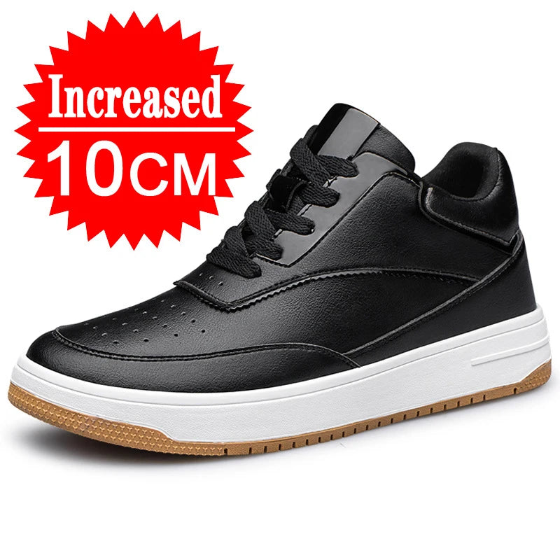 Männer Echtes Leder Casual Schuhe Männer Turnschuhe Mann Weiße Schuhe Komfortable Plattform Männliche Schuhe Höhe Erhöhen 6/8/10CM Einlegesohle