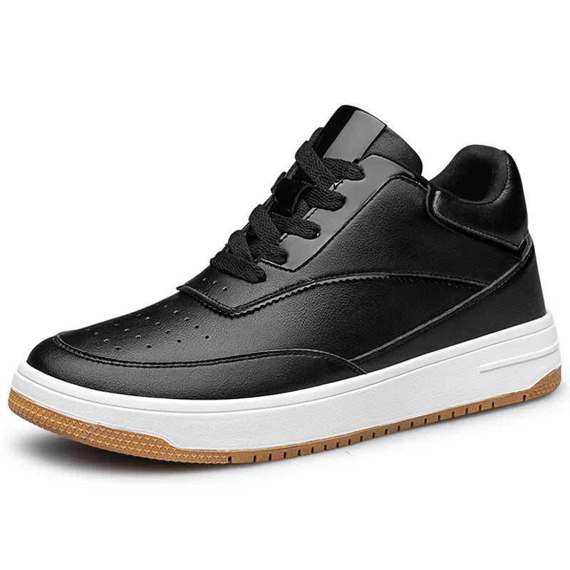 Männer Echtes Leder Casual Schuhe Männer Turnschuhe Mann Weiße Schuhe Komfortable Plattform Männliche Schuhe Höhe Erhöhen 6/8/10CM Einlegesohle