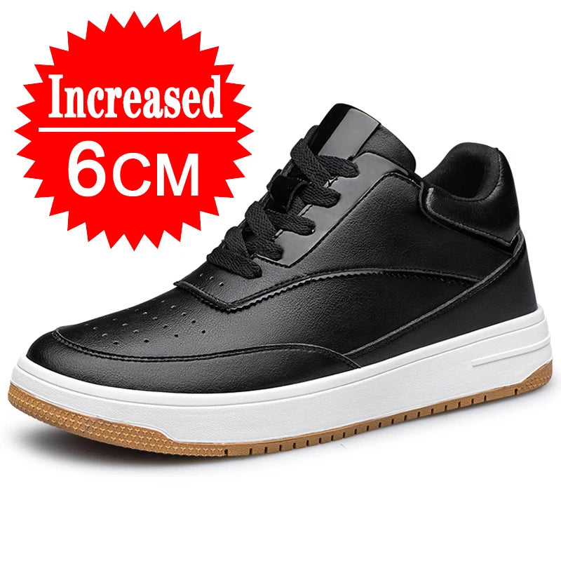 Männer Echtes Leder Casual Schuhe Männer Turnschuhe Mann Weiße Schuhe Komfortable Plattform Männliche Schuhe Höhe Erhöhen 6/8/10CM Einlegesohle