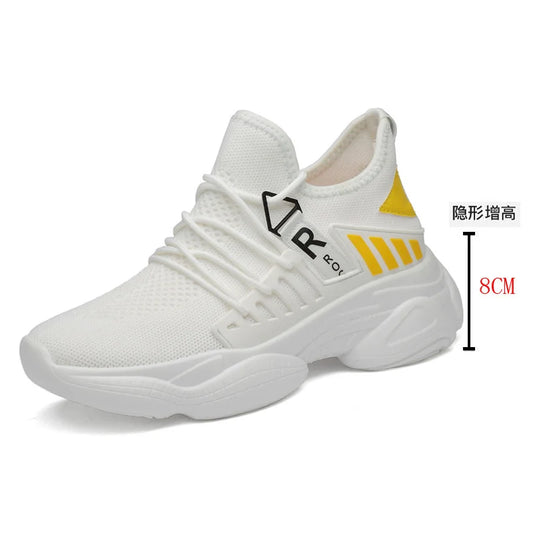Herren-Aufzugsschuhe, Atmungsaktive Turnschuhe, Versteckte Absätze, 8 Cm, 6 Cm, Optionale Absätze, Höhenvergrößernde Sportschuhe Für Männer