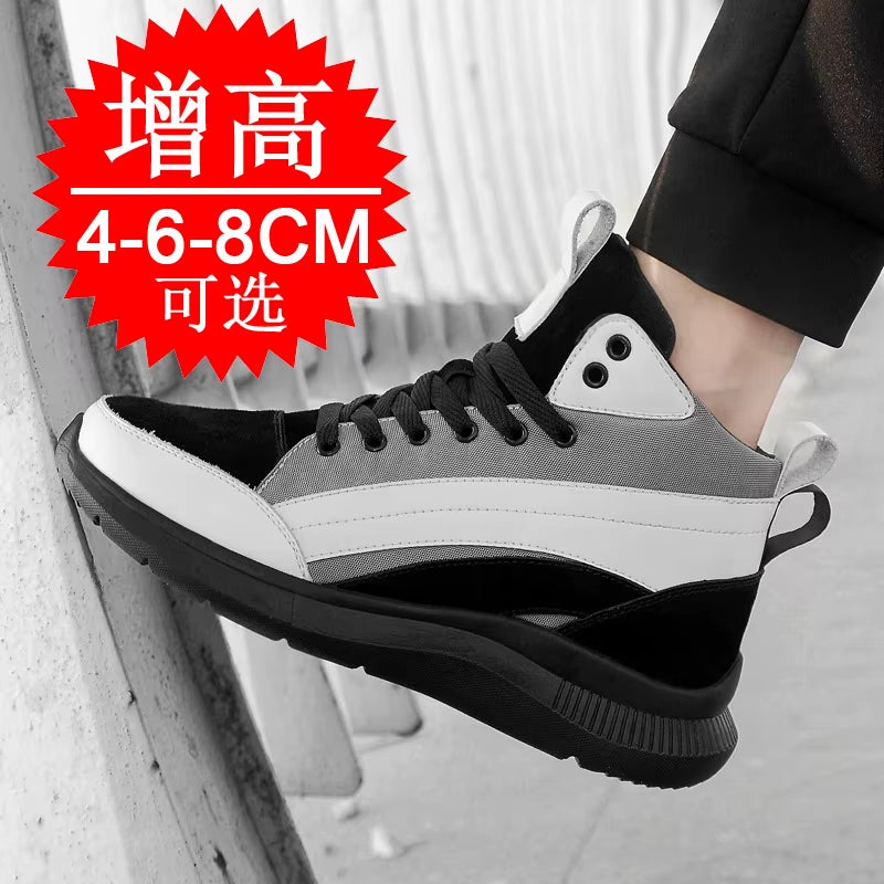 Step Up Your Game: Stylish High-Top Sneakers for Men with Height Boost Options of 6CM, 8CM, or 10CM!
