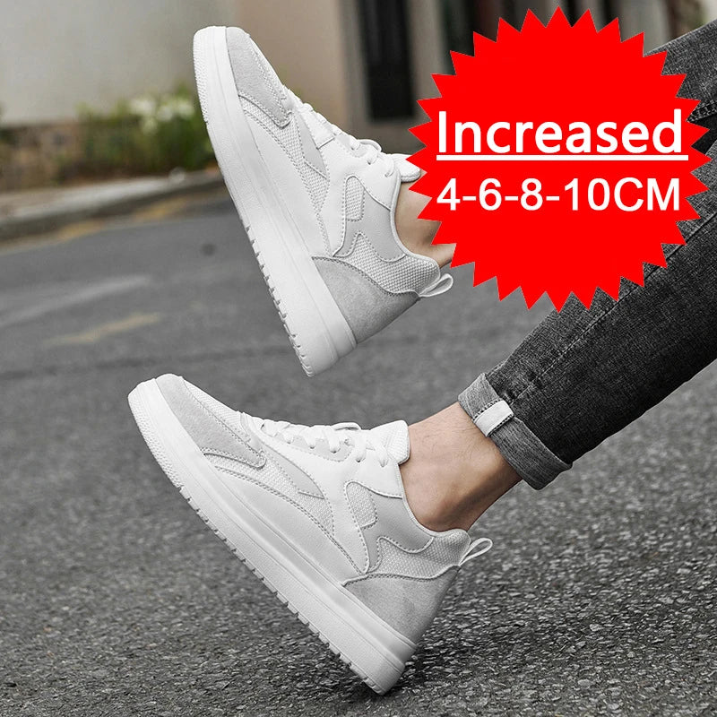 Trendy Herren Leder Sneakers mit verstecktem Höhen-Boost – Atmungsaktive Casual Schuhe für modische Männer (8/10 cm)