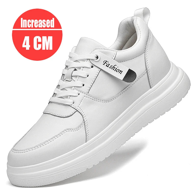 Step Up Your Style: 2025 Summer Men's Casual Leather Sneakers - Height-Boosting Elevator Shoes for Effortless Fashion