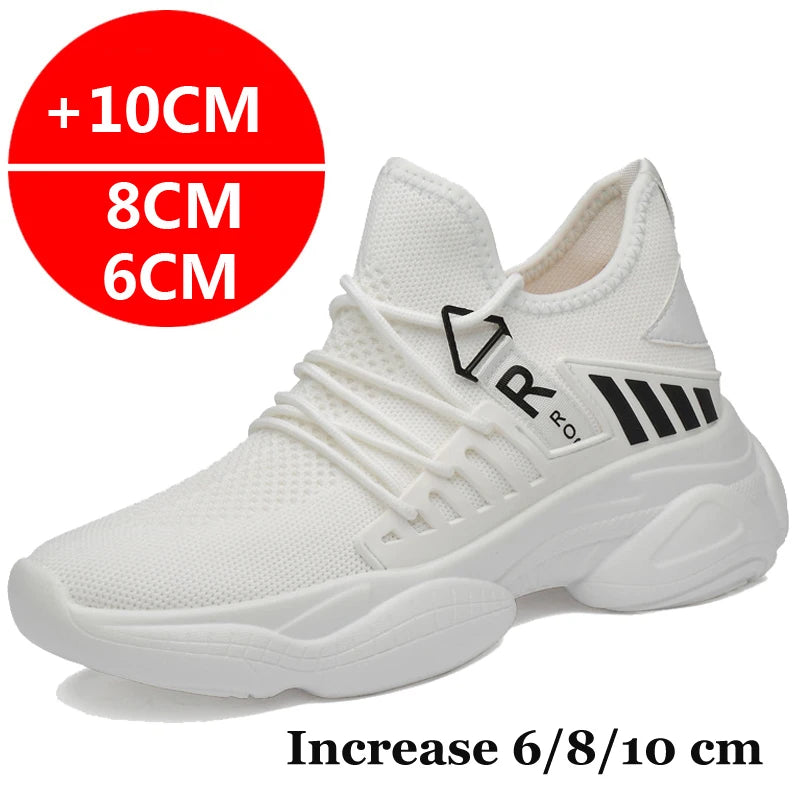 Herren-Aufzugsschuhe, Atmungsaktive Turnschuhe, Versteckte Absätze, 8 Cm, 6 Cm, Optionale Absätze, Höhenvergrößernde Sportschuhe Für Männer