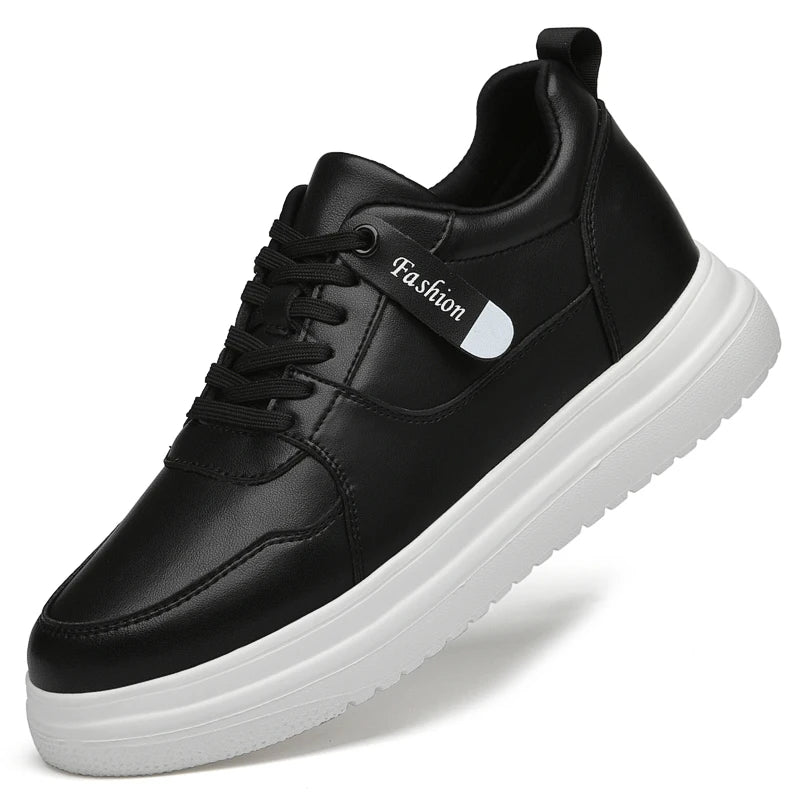 Step Up Your Style: 2025 Summer Men's Casual Leather Sneakers - Height-Boosting Elevator Shoes for Effortless Fashion