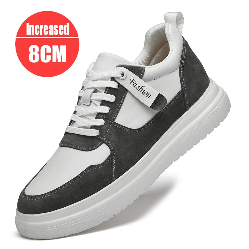 Step Up Your Style: 2025 Summer Men's Casual Leather Sneakers - Height-Boosting Elevator Shoes for Effortless Fashion